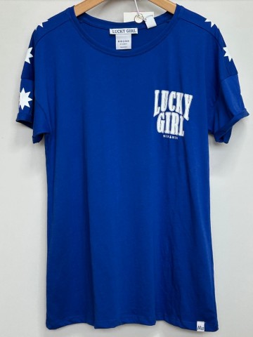 Nik&Nik blauw shirt Lucky Girl maat 16/ 176