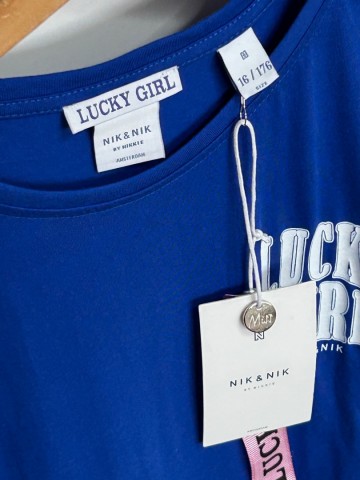 Nik&Nik blauw shirt Lucky Girl maat 16/ 176 detail 2