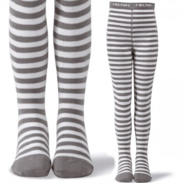 Melton gestreepte maillot grijs wit