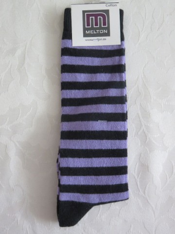 Melton kniekousen gestreept zw