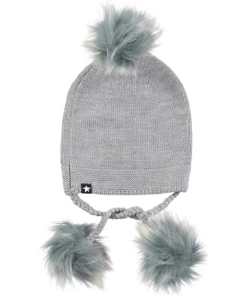 Molo muts grijs pompons